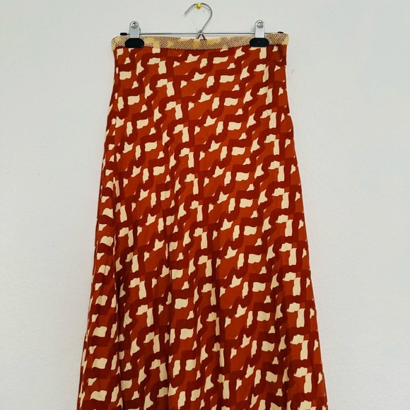 ZARA Orange Yellow Cream Beaded Maxi Skirt Size Small - Picture 10 of 16